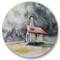 Designart - Rustic House On Mountain Top During Storm - Country Metal Circle Wall Art